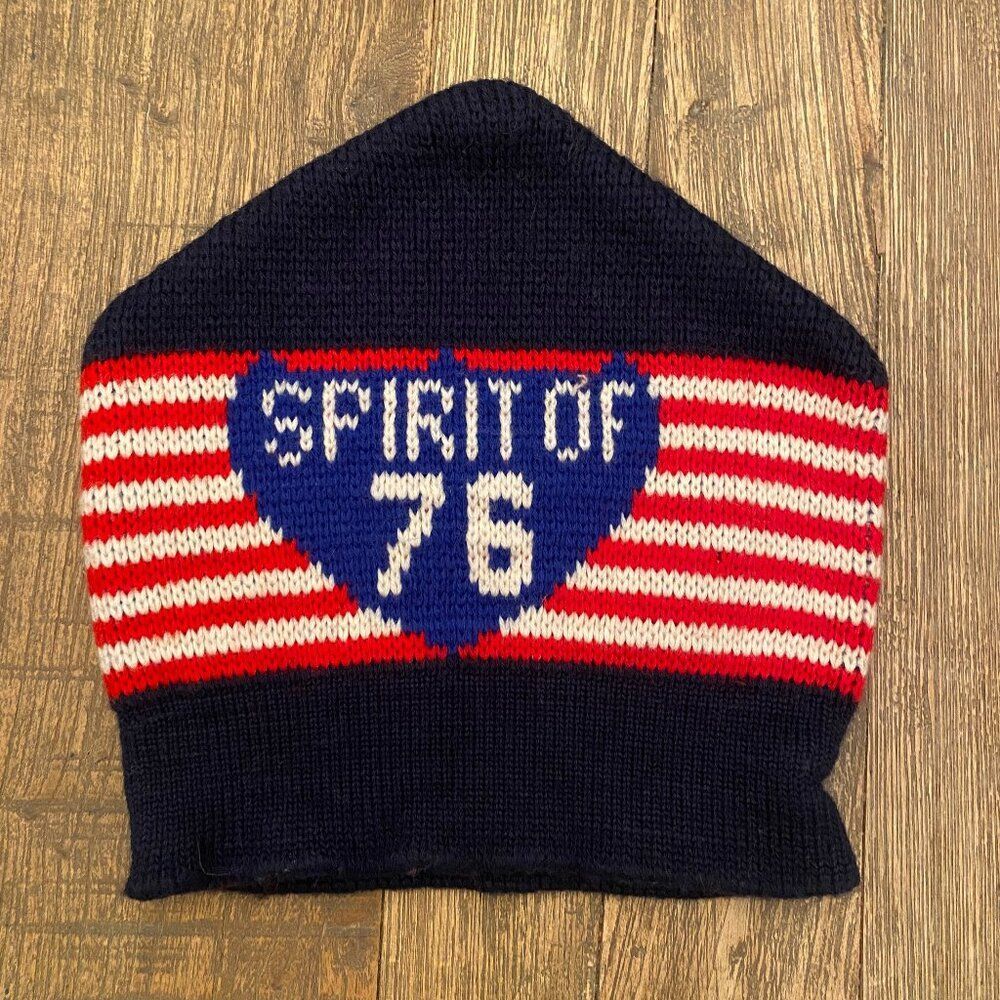VTG Wigwam Spirit Of 76 100% Pure Virgin Wool Striped Beanie Hat Adult Unisex